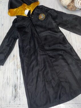 Black Hooded Robe with Gold Lining and Crest
